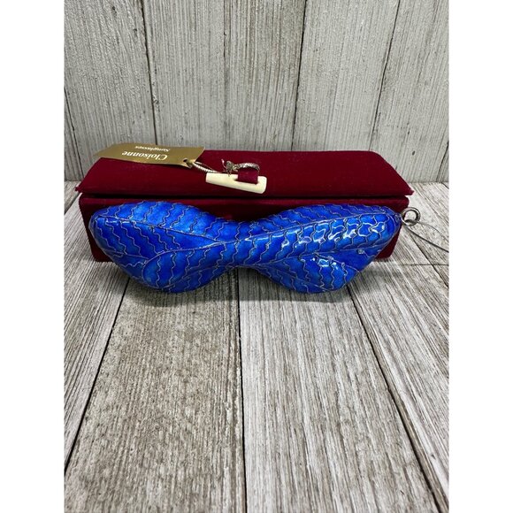 Vtg Cloisonne Novelty Beach Sunglasses w/ Red Velvet Box Christmas Ornament 5.5" - Picture 3 of 6